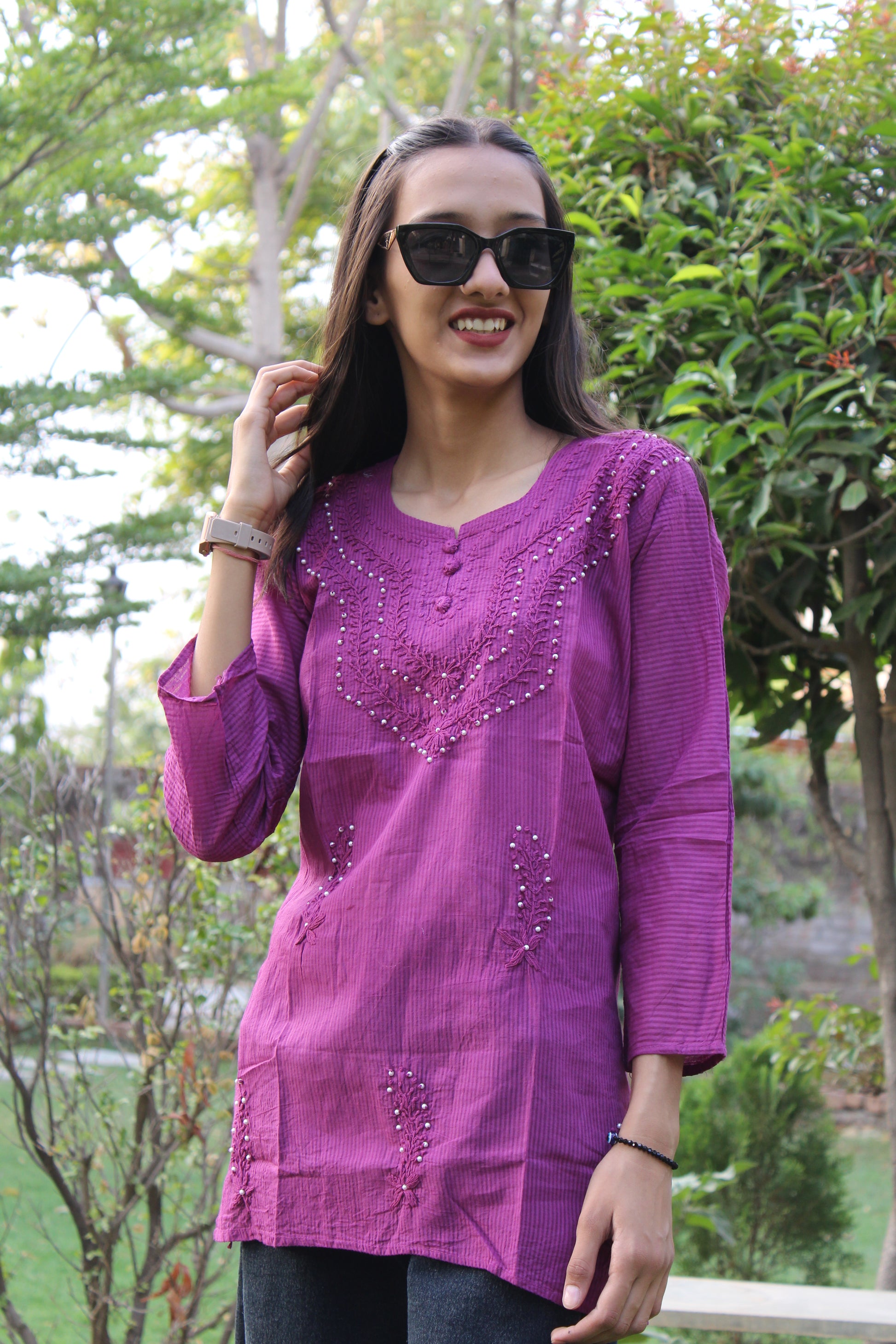 Embroidered Cotton Tunic Top