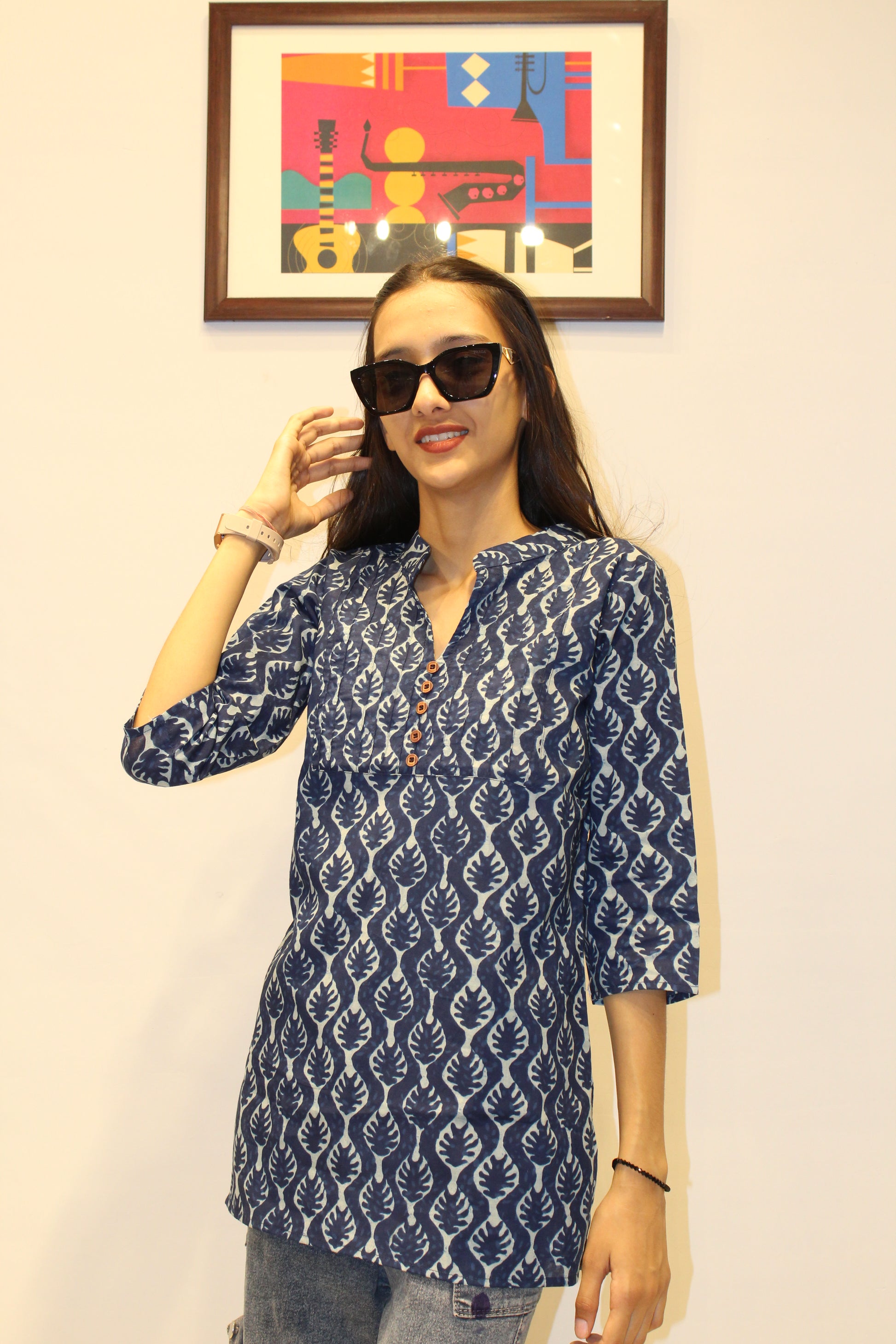 Handblock Printed Cotton Short Kurti