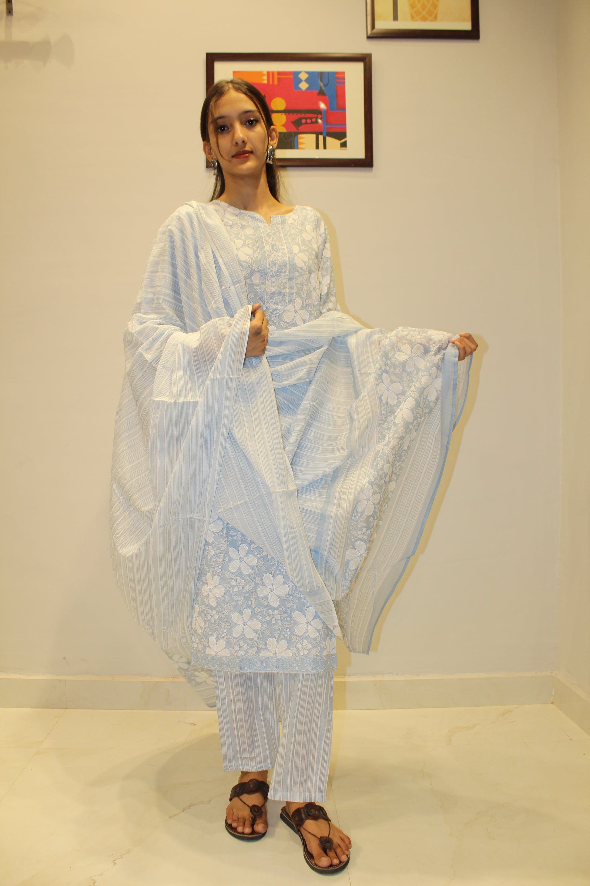 Elegant Printed Cotton Suit Set for Women
