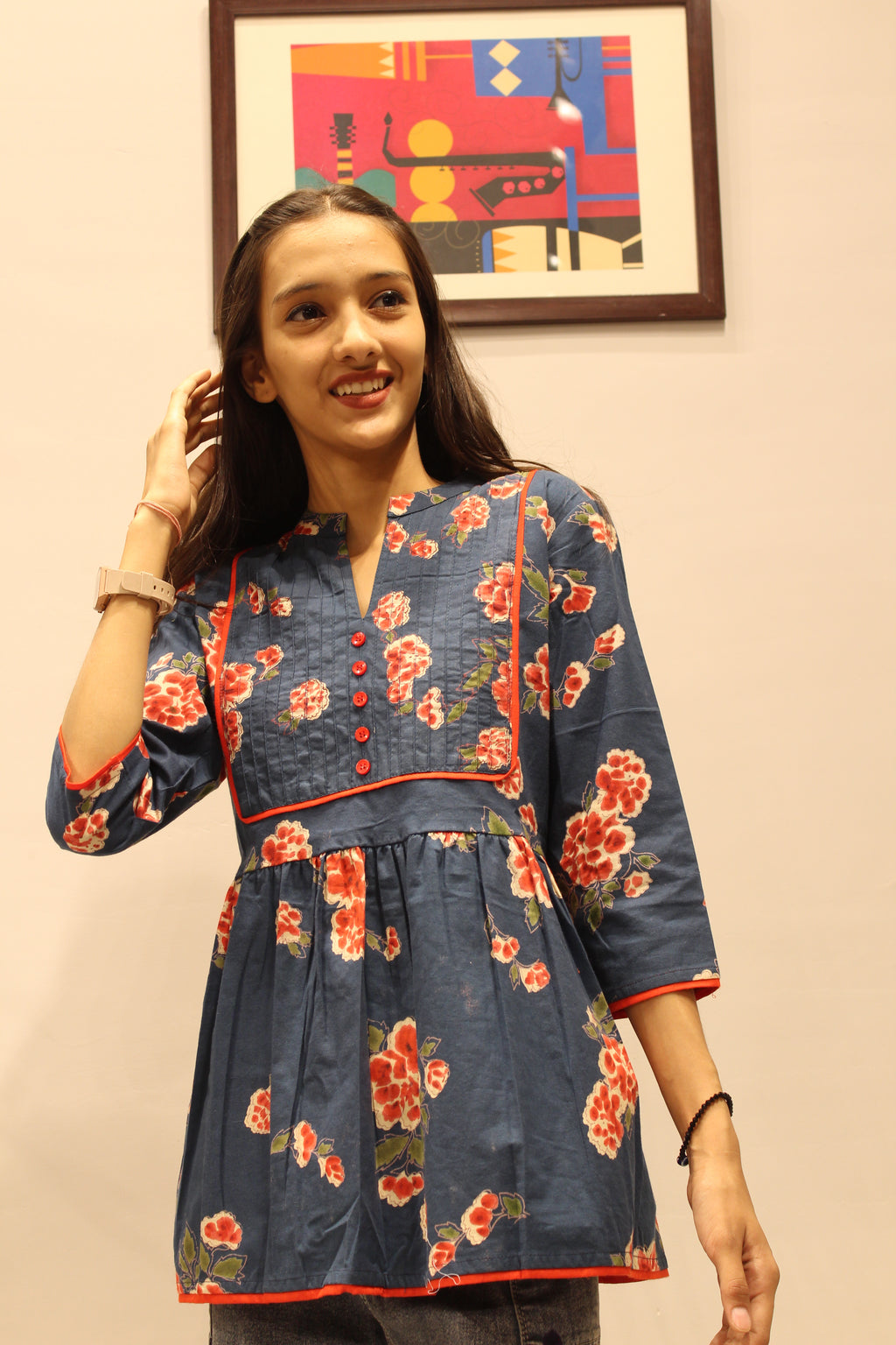 Handblock Printed Cotton Short Kurti