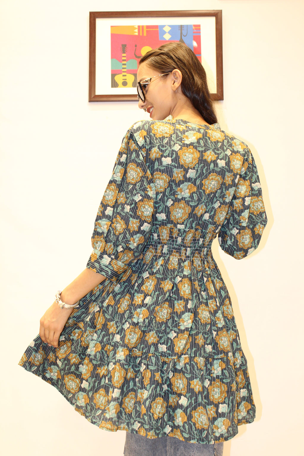 Rayon Floral Printed Short Kurti