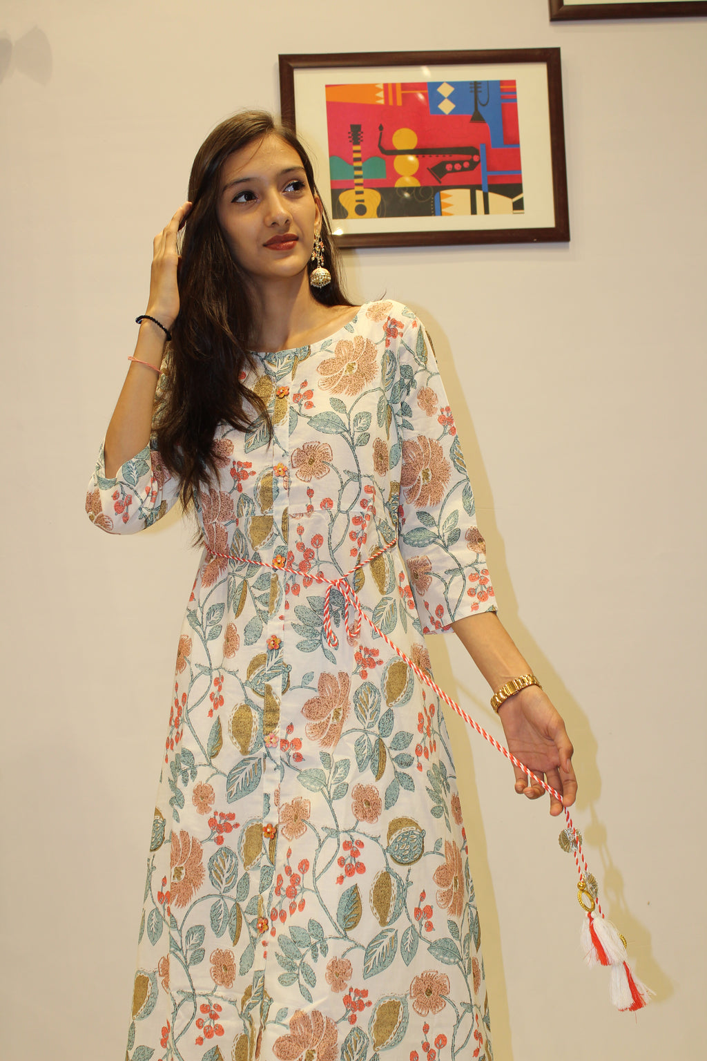 Luxury White Floral Linen Co-Ord Set for Women