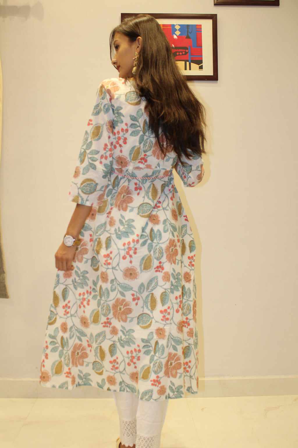 Luxury White Floral Linen Co-Ord Set for Women